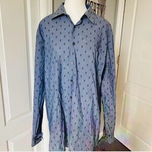 J. Ferrar Stretch Slim Gray Blue Snake Men's Long Sleeve Button Down Dress Shirt